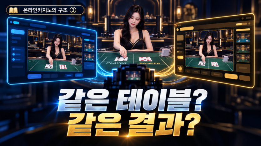 서로 다른 온라인카지노에서 같은 라이브 바카라 테이블과 같은 회차 결과를 보는 구조